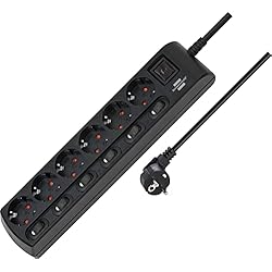 KS Mehrfachsteckdose Einzeln Schaltbar, Steckdosenleiste 6 Fach Mit 2