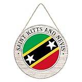 Saint Kitts And Nevis Flagge Holz Türschild Saint Kitts And Nevis Holz Kleiderbügel Plaques, Patriotische Landflagge Holzschild für Veranda Einweihungsgeschenke 20 x 20 cm