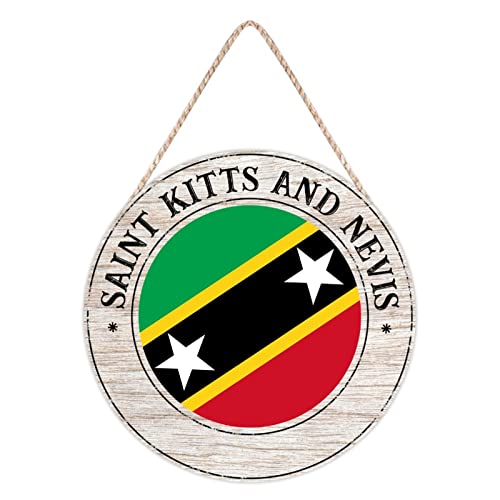Saint Kitts And Nevis Flagge Holz Türschild Saint Kitts And Nevis Holz Kleiderbügel Plaques, Patriotische Landflagge Holzschild für Veranda Einweihungsgeschenke 20 x 20 cm