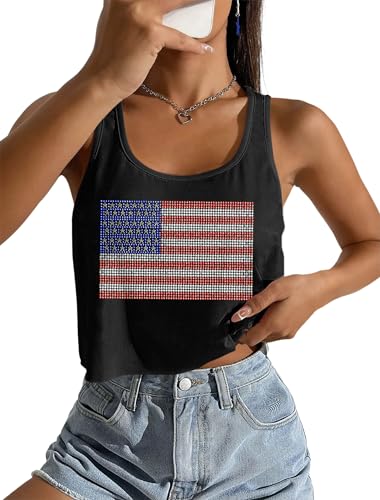 Image of Ithalt Womens American Flag Shirts 4th of July Outfits USA T-Shirt Patriotic Tank Shirt Fourth of July Sleeveless Tops