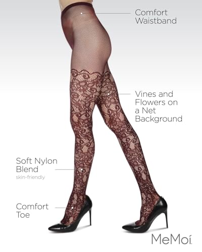 Image of MeMoi Women's Artistic Garden Nylon Net Tights