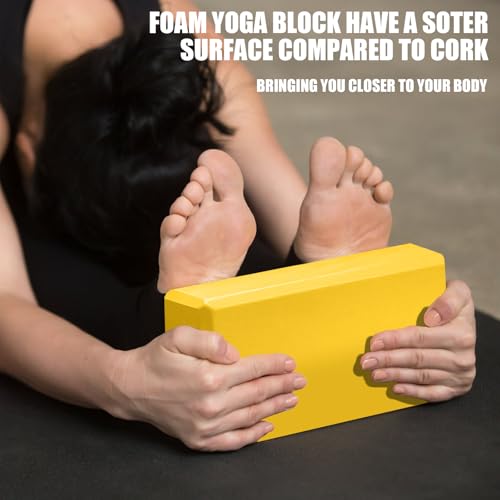 Image of Septo 2 Pcs Yoga Blocks, 9x6x3 Inch Foam Blocks for Pilates | High density EVA foam Yoga Props lightweight non-slip surface for meditation stretching balance training