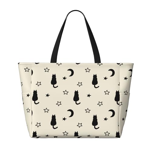 Animal Dark Gothic Cute Design Large Beach Tote Bags for Womens Mens Sandproof Swim Pool Bag with Zipper for Travel Vacation2