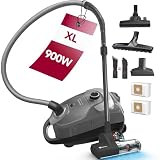 Odkurzacz workowy Akitas C11WT 900W – przewód 7 m i zasięg 10 m, cicha praca 70 dB, z dodatkową ssawką do podłóg, regulowaną siłą ssania i dużą pojemnością, do podłóg twardych i dywanów