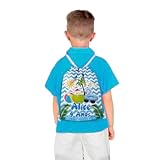Mochilinha Bag Infantil Personalizado com Nome e Idade Pool Party Azul Festa na Piscina (Mochilinhas 20x30, Unidades, 5)