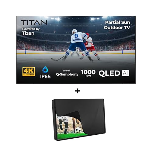 Image of Titan S200 QLED 85 Inch Outdoor TV, Partial Sun, IP65 Smart Weatherproof TV, 4K HDR, 120 Hz, Tizen AI OS, 1000 Nits, Wi-Fi 5, HDR10+, Outdoor TV Cover, Slim Bezel, 2 Yr Wty