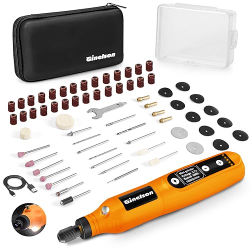 Image of GINELSON Mini Cordless Rotary Tool, USB Charging, 5-Speed Rotary Tool Kit with 70 Accessories, Multi-Purpose 3.7V Power Multi Tool for Sanding, Polishing, Drilling, Etching, Engraving, Cutting, DIY