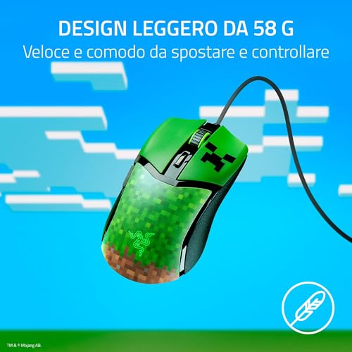 Cobra Minecraft Edition - Mouse da gioco leggero e cablato - Sensore da 8500 DPI (58 g, interruttori ottici per mouse di terza generazione, illuminazione croma, cavo Speedflex) Minecraft - Mouse gaming - Immagine 2
