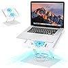 Suporte articulado Ajustável para Laptop e Tablet com Ventilador de Refrigeração, com Rotação de 360 graus. Fabricado em Liga de Alumínio Robusta e Durável, Com Design Ergonômico