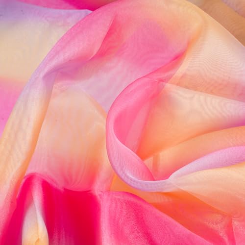 Tissu en Organza Dégradé de Couleurs, 150 cm X 200 cm Tissu en Organza à Coudre, Tulle Arc-en-Ciel Transparent, Multicolore Sash Ruban DIY Tulle pour...
