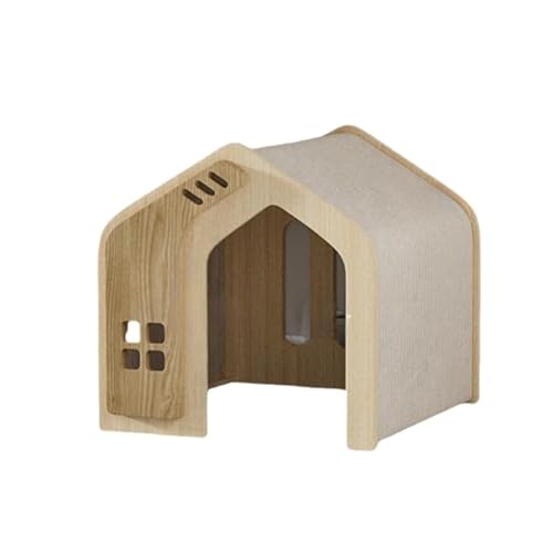 犬小屋 屋外 屋内 通気性木製ハウス サンシェード 防雨 洗える 耐腐食性 フロアマット付き 組み立て簡単 家庭用 バルコニー オープンアトリウム 四季通用 (大きいサイズ) (M(厚手で暖かい),木の色)
