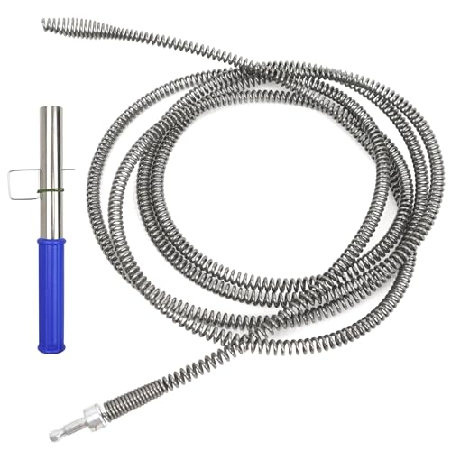 Espiral de limpieza de tuberías de 3 m x 10 mm de diámetro, desatascador de desagües, espiralita con accesorio de perforación, universal, para inodoro, lavabo, alcantarillado, obstrucciones