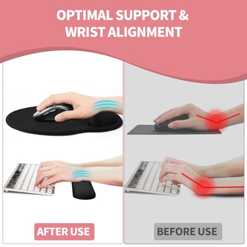 Image of eulps Mouse Pad Wrist Support, Ergonomic Memory Foam Keyboard Wrist Pad & Gel Wrist Rest Set for Computer Keyboard for Easy Typing & Pain Relief for Office & Home (Rose Set)