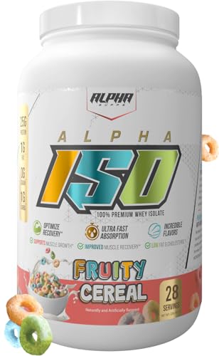 Alpha Supps ISO, Low Carb 100% Whey Protein Isolate Powder, 25 Grams Per Serving, Helps Support Muscle Growth, Low Sugar and Gluten Free (Fruity Cereal, 2 lb)