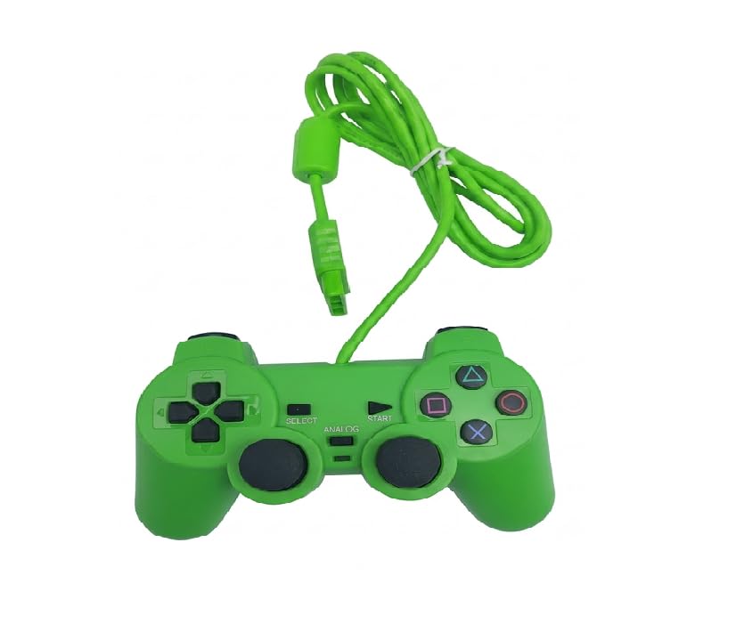 Image of Premium PS2 Compatible Wired Controller - High-Performance Gamepad for PlayStation 2 (All Models) Ergonomic Gamepad with Dual Vibration Feedback, Precision 360 Analog Sticks, Ergonomic Pro Grip - (SOLID GREEN)
