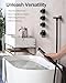 Aposhion LED Music Shower System: Bathroom 16 & 6 Inch Dual Shower Heads with Handheld Sprayer & 6 Body Massage Jets, Ceiling Mount Thermostatic Shower Faucets Set with Valve, Matte Black