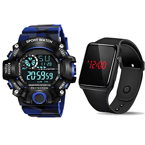 GOLDENIZE FASHION Multi Functional Outdoor Sports Multicolor Digital Dial Boy’s Men’s Watch | Pack of 2