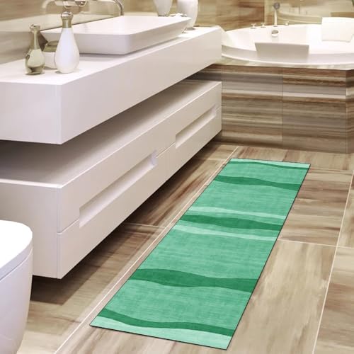 Alfombra de pasillo para cocina y dormitorio verde abstracta 450cm 4