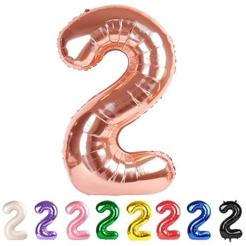 2 Balloon Numbers Rose Gold Party Decorations for Women Men, 40 In Big Two Balloons for Engagement, Wedding, Celebration Party, Graduations, Photo Shoot