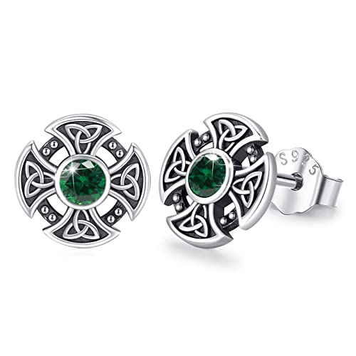 Viking Celtic Knot Cross Earrings for Women Men Sterling Silver Viking Stud Earrings Cross Stud Earrings Irish Jewelry Gifts