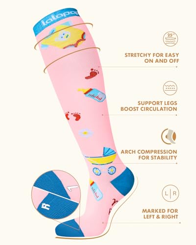 Image of Thick Soft Cotton Compression Socks for Women Men 15-20mmHg Knee High Breathable Cotton Socks for All Day Comfort
