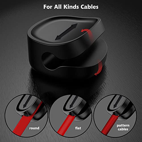 OYE 4 piezas Clips Magnéticos para Organizador de Cables, Clips para cables de hasta 4mm, color negro miniatura 3