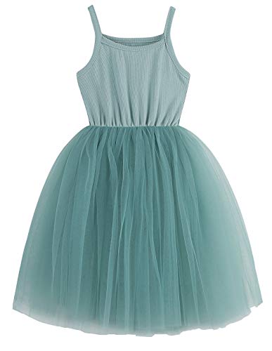 Image of GSVIBK Baby Girls Tutu Dress Sleeveless Toddler Cotton Tulle Skirt Princess Party Prom Dresses