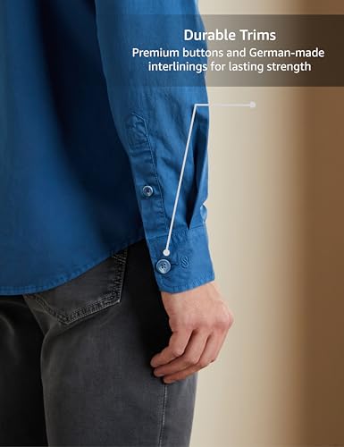 Image of Symbol Premium Men Long Sleeve Casual Washed Cotton Twill Shirt (Regular Fit)