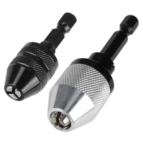 2 Pcs Keyless Drill Chuck Conversion Tool 0.3-3.6mm/0.3-6.5mm, 1/4 Inch Hex Shank Drill Bit Adapter Quick Change Converter Screwdriver for Micro Drill Bit, Pin Chuck and Manul Drill