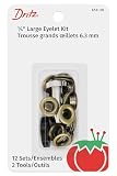 Dritz 1/4' Large Eyelets & Tools, 12 Sets, Brass
