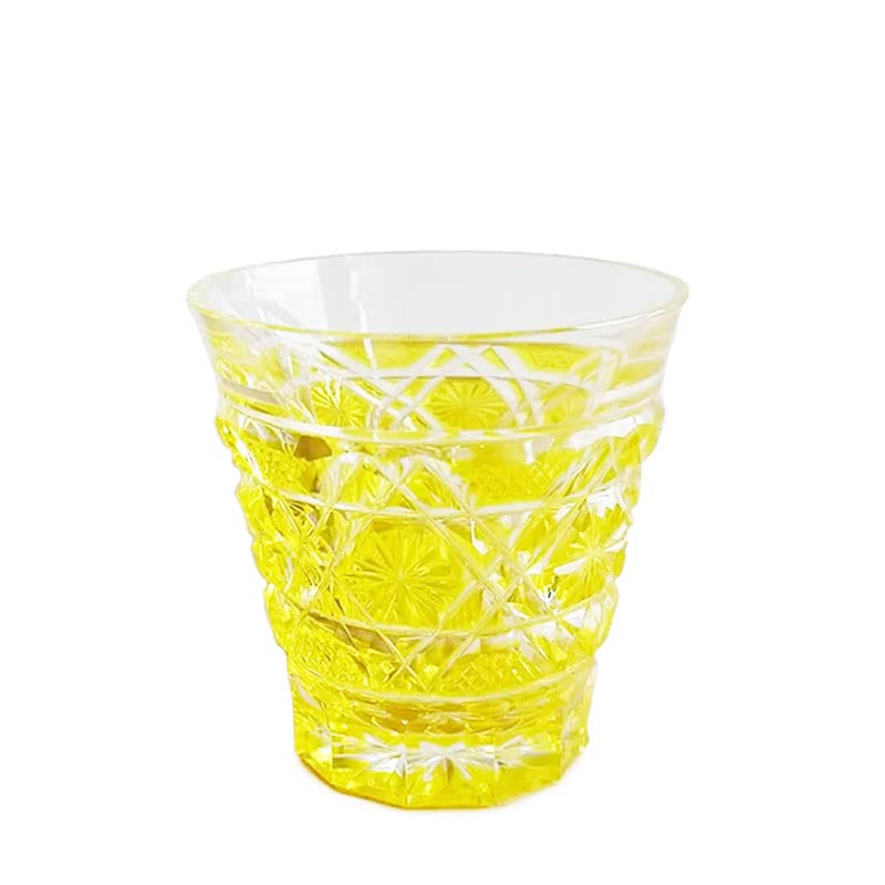 Amazon.co.jp: 島津興業 薩摩切子 冷酒グラス cut01 (黄) : ホーム
