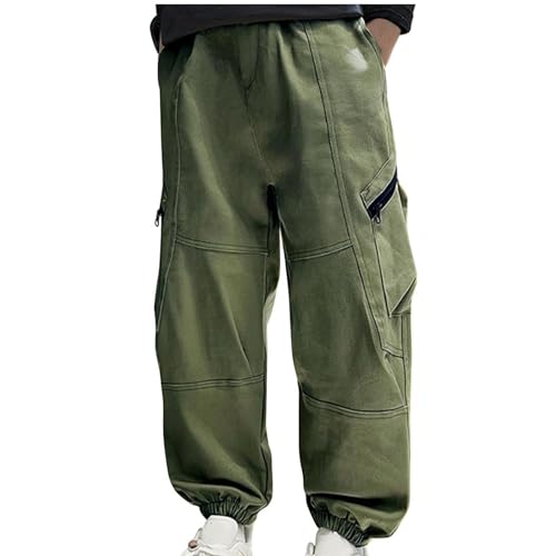 Boys Joggers Lightweight Elastic Waist Casual Harem Sweatpant Fall Fashion Baggy Hiking Outdoor Cargo Pant Zip Pocket