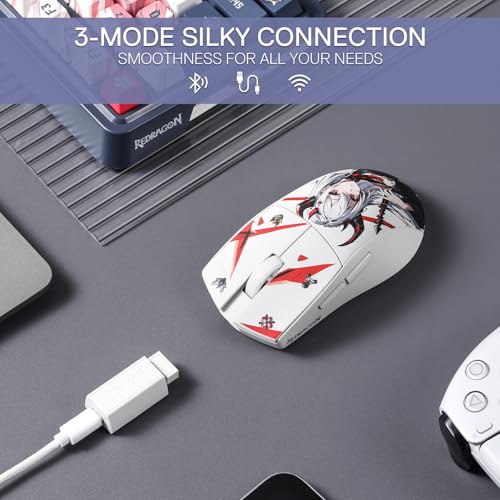 Image of Redragon M916AK PRO 3-Mode Anime Gaming Mouse, 42G Ultra-Light 26K DPI Gaming Mouse w /Ergonomic Natural Grip Build, Full Programmable Buttons, Software Supports DIY Keybinds & DPI