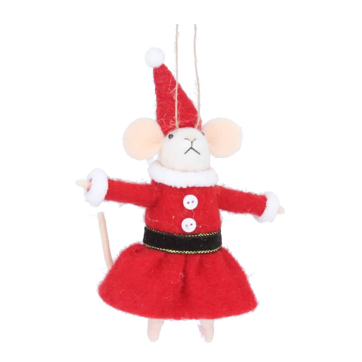 Gisela Graham Mixed Wool Mrs Santa Mouse Decoration