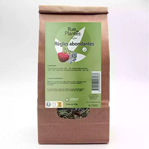 RUE DES PLANTES - Tisane règle abondante 100g - mélange de feuille de framboisier, millefeuille et de verveine odorante Cover