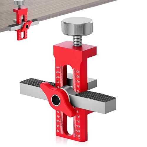 Schranktür Montagehilfe, Einstellbarer Schranktür-Installationspositionierer, Topfband bohrschablone tür Mount Locator, Installationswerkzeug für die Montage der meisten Schranktüren, Rot