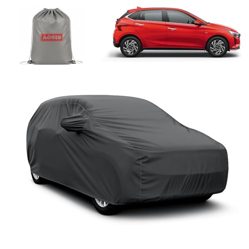 Image of AOSIS 'Waterproof' Car Cover Compatible with Hyundai i20 Asta /Elite /Active /Magna /Sportz /N Line 300 GSM Uly Coated Thick Fabric 4X4, Adjustable Belt Buckle, Elastic Grip