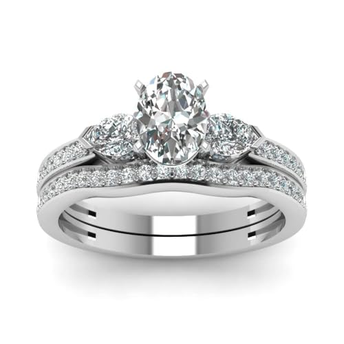 2.75 CT Moissanite 3 Three Stone Engagement Rings and Wedding Bands Bridal Set for Women,10K 14K 18K Solid Gold Cushion/Heart/Oval/Pear/Princess/Round Cut Wedding Ring Sets Engagement Anniversary Bands Sets