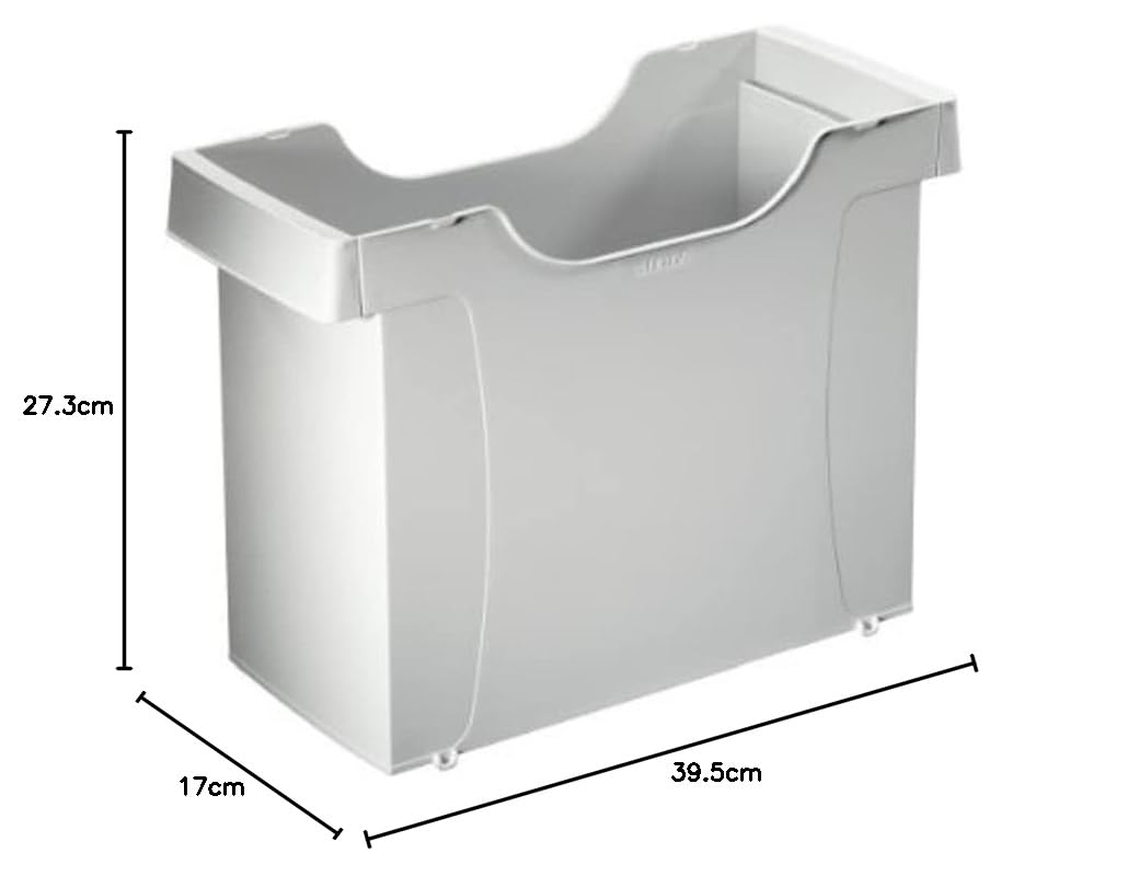Leitz Hängemappenbox Uni-Box A4, Für bis zu 20 gefüllte A4 Hängemappen, Grau, Plus Serie, 19080085