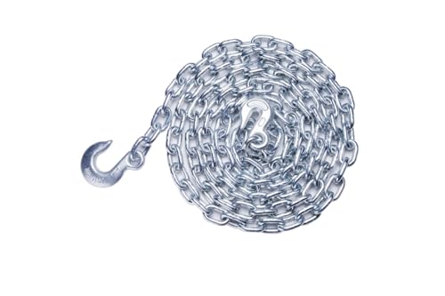 3/8 in. x 14 ft. Zinc Plated Steel Logging Chain with One Grab Hook and One Slip Hook. Weld Chain, Silver Color? Safe Working Load 5400lbs
