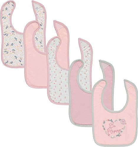 Image of Cudlie 5-Pack Baby Bibs for Drooling Teething and Feeding Infants Drool Bibs for Baby Girl Newborn Accessories