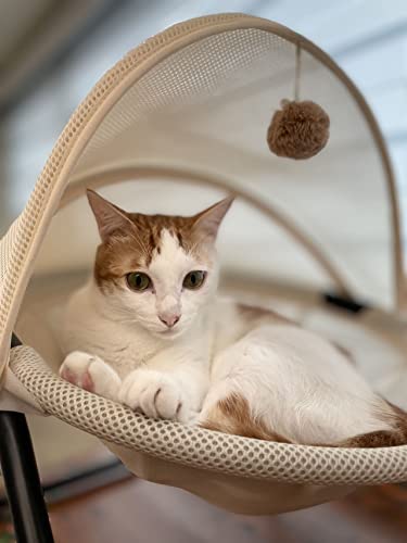 Rogsouth Cat Bed, Pet Hammock Bed For Puppy And Kitty, Comfortable And Breathable Elevated Cat Nest, Easy To Assemble, Cover Removable And Washable, Suitable For Indoor And Outdoor Use (Cream) #TOP1