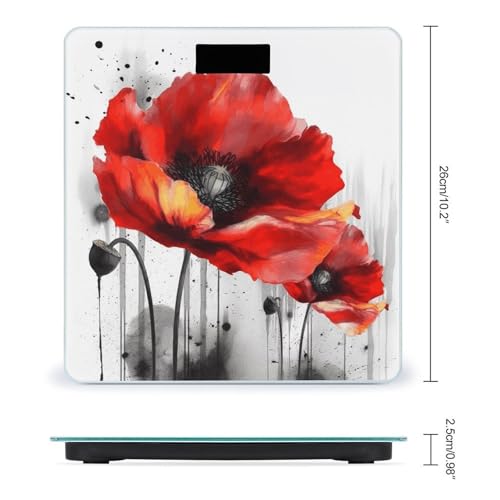 Báscula digital de baño con diseño floral y vidrio templado miniatura 2