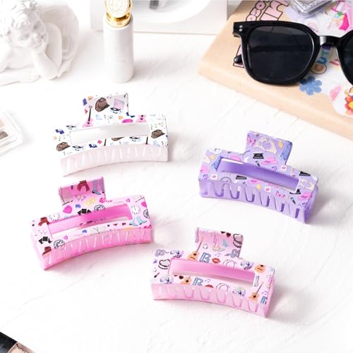 Pinzas de cabello rosas 4 piezas para mujer y niña miniatura 5