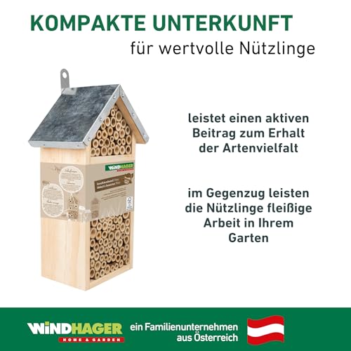 Windhager Insektenhotel Tiny - Nistkasten, Bienenhotel, Bienenhaus - Insektenhaus aus Holz für Bienen, Marienkäfer & Wildbienen - Bienenhotel und Nisthilfe zum Aufhängen