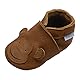 YIHAKIDS Krabbelschuhe Babyschuhe Lauflernschuhe Kleinkind Lederschuhe Hausschuhe AFFE Weiche Sohle Lernlaufschuhe (Size M, Braun, 6-12 Monate, 21/22 EU)