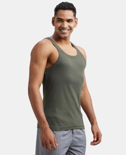 Image of Jockey US26 Men Super Combed Cotton Rib Square Neck Gym Vest