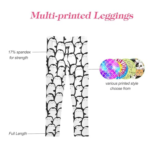 CaTaKu Girls Leggings Penguins Black and White Leggings for Girls Kids Athletic Workout Yoga Pants Size 4-10T4