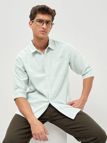 Image of Urbano Fashion Men's Cotton Full Sleeve Regular Fit Casual Striped Shirt