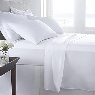 British Home Bedding 100% Egyptian Cotton Long Staple Sateen 400 Thread Count Flat Sheet (White, Single Flat Sheet)